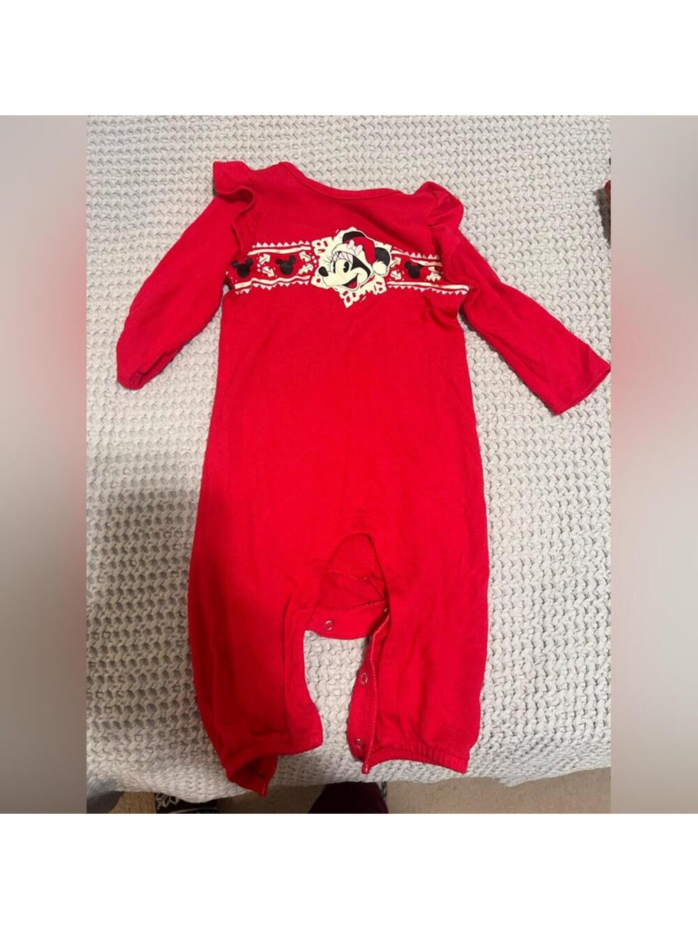 Jumping Beans Disney Baby Girl 12M Red Christmas Minnie Mouse One-Piece Coverall